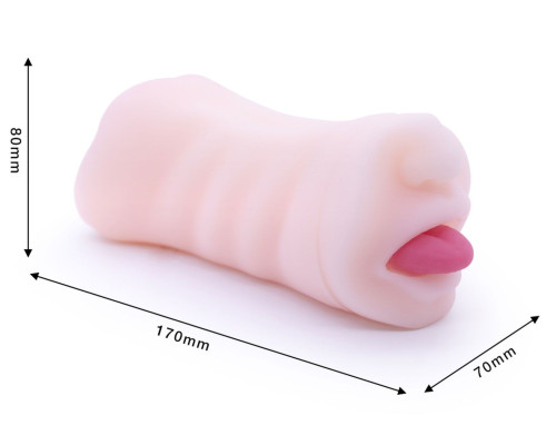 Телесный двусторонний мастурбатор - вагина и ротик