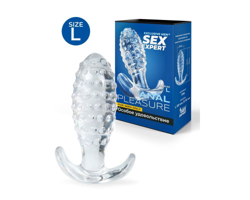 Прозрачная анальная пробка с шишечками - 10 см.
