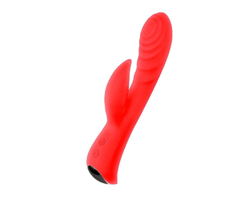 Красный перезаряжаемый вибратор-кролик - 19,1 см.