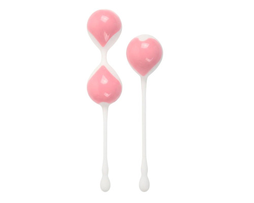 Набор розово-белых вагинальных шариков: двойные и одинарный