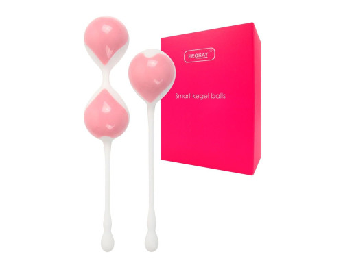 Набор розово-белых вагинальных шариков: двойные и одинарный