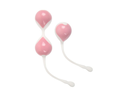 Набор розово-белых вагинальных шариков: двойные и одинарный