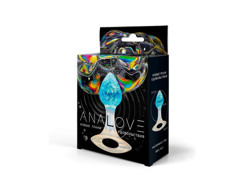 Голубоватая анальная пробка с ручкой - 8,5 см.