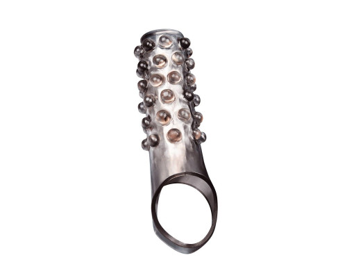 Дымчатая насадка на пенис с выпуклостями - 11 см.