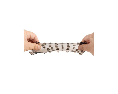 Дымчатая насадка на пенис с шипами и выпуклостями - 12 см.