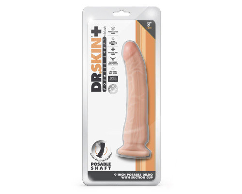 Телесный фаллоимитатор на присоске 9-Inch Posable Dildo - 22,8 см.