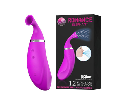 Лиловый клиторальный стимулятор Romance Elephant с функцией всасывания