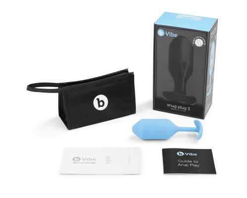 Голубая пробка для ношения B-vibe Snug Plug 3 - 12,7 см.