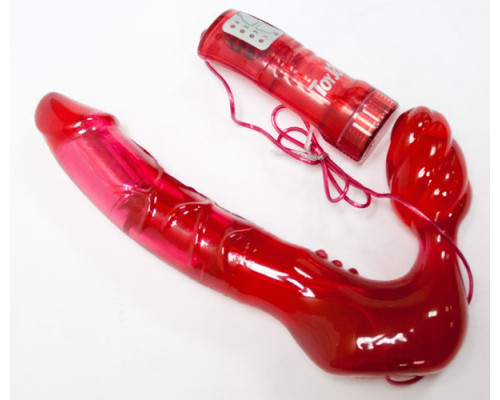 Безремневой вагинальный страпон с вибратором Bend Over Boyfriend Red - 21 см.