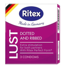 Рифленые презервативы RITEX LUST с пупырышками - 3 шт.