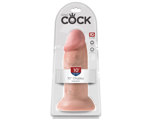 Телесный фаллоимитатор King Cock 10  Chubby - 25 см.