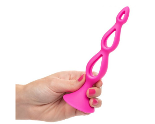 Розовая анальная елочка Silicone Triple Probe - 14,5 см.