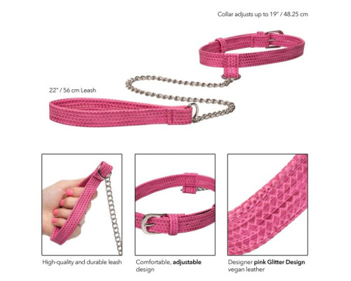 Розовый ошейник с поводком Tickle Me Pink Collar With Leash