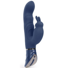 Темно-синий вибромассажер-кролик с 9 режимами вибрации - 24 см.