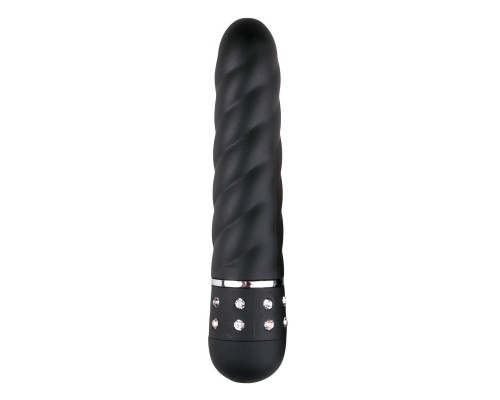 Черный мини-вибратор Diamond Twisted Vibrator - 11,4 см.