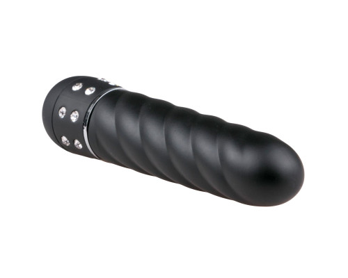 Черный мини-вибратор Diamond Twisted Vibrator - 11,4 см.