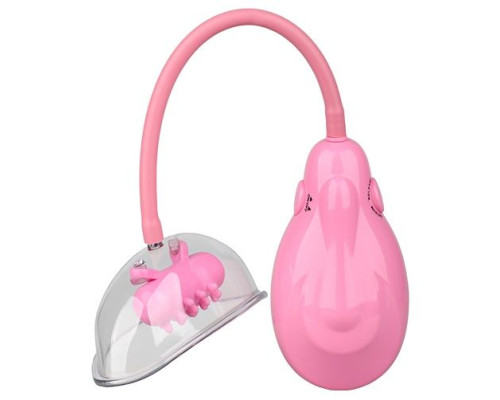 Розовый вакуумный вибромассажер VIBRATING VAGINA PUMP