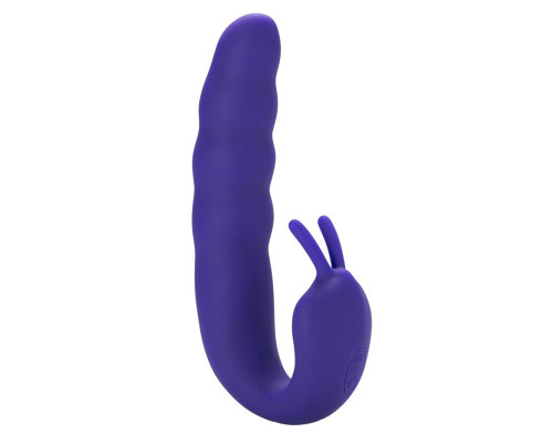 Фиолетовый вибратор Ribbed Dual Stimulator - 17 см.