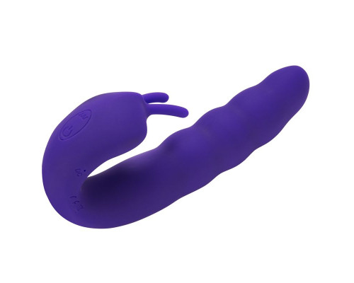 Фиолетовый вибратор Ribbed Dual Stimulator - 17 см.