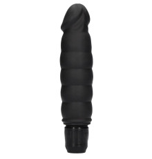 Черный вибромассажер Ribbed Multispeed Vibrator - 17 см.