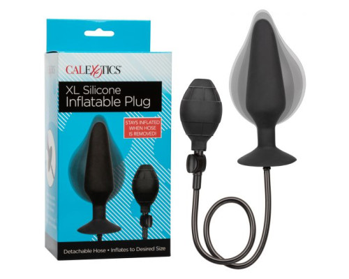 Черная расширяющаяся анальная пробка XL Silicone Inflatable Plug - 16 см.