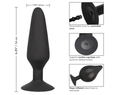 Черная расширяющаяся анальная пробка XL Silicone Inflatable Plug - 16 см.