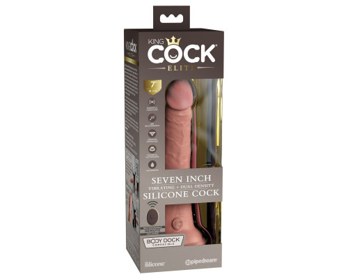 Телесный вибратор 7  Vibrating Silicone Dual Density Cock with Remote с пультом ДУ - 21 см.