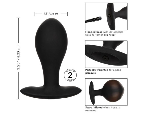 Черная расширяющаяся анальная пробка Weighted Silicone Inflatable Plug Large - 8,25 см.