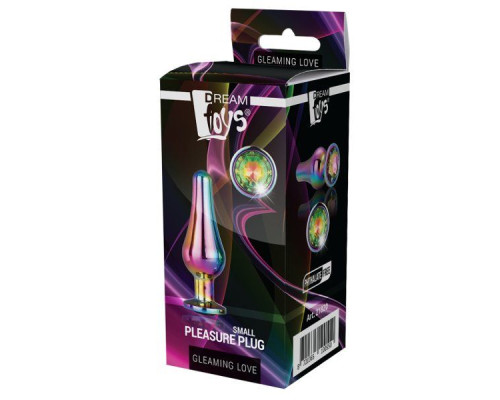 Радужная анальная пробка с кристаллом Coloured Pleasure Plug S - 9 см.