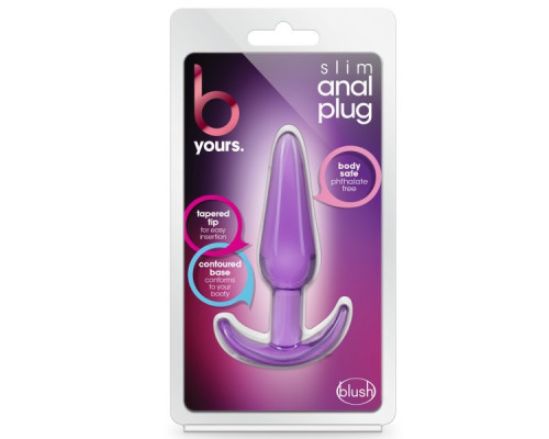 Фиолетовая анальная пробка в форме якоря Slim Anal Plug - 10,8 см.