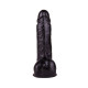 Чёрный фаллоимитатор с мошонкой на присоске - 16 см.