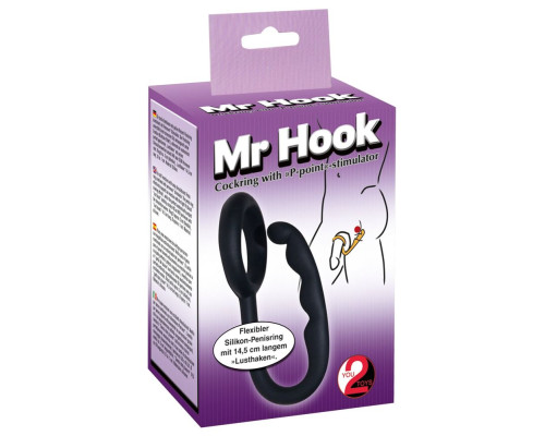 Эрекционное кольцо с анальным стимулятором Mr Hook