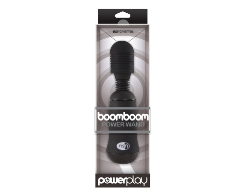 Чёрный вибромассажёр для эрогенных зон BoomBoom Power Wand - 18 см.