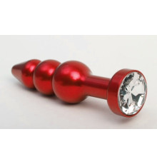 Красная анальная ёлочка с прозрачным кристаллом - 11,2 см.