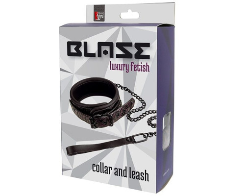 Фиолетово-чёрный ошейник с поводком BLAZE COLLAR AND LEASH PURPLE