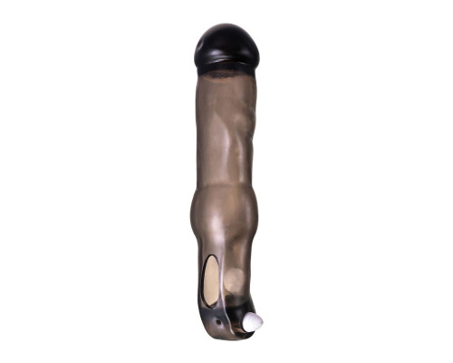 Закрытая фаллическая насадка на пенис с кольцом для фиксации  вибропулей