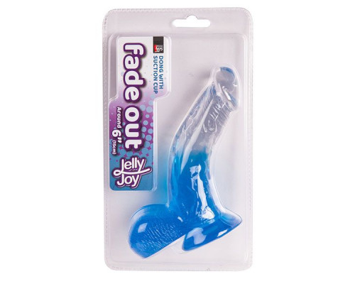 Синий фаллоимитатор с прозрачной верхней частью JELLY JOY FADE OUT DONG 6INCH - 15,2 см.