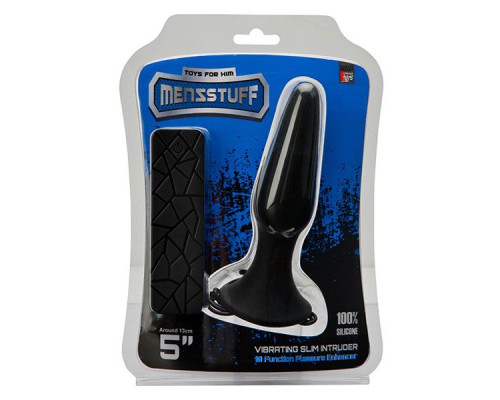 Чёрная вибропробка MENZSTUFF 5INCH SLIM INTRUDER BUTT PLUG - 13 см.