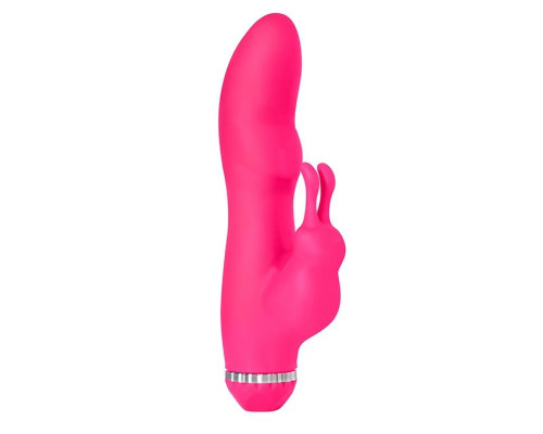 Розовый вибратор с клиторальным стимулятором PURRFECT SILICONE DELUXE RABBIT - 19 см.