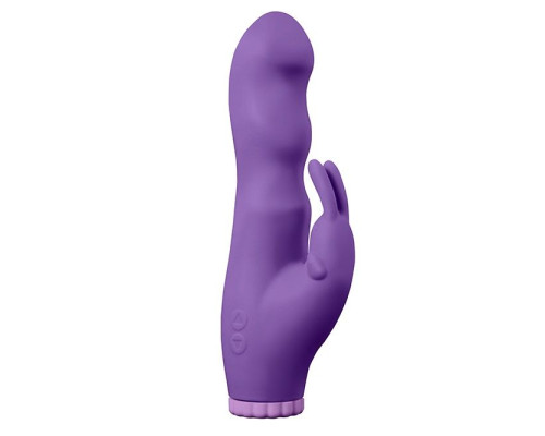 Фиолетовый вибратор с клиторальным стимулятором PURRFECT SILICONE DELUXE RABBIT 100FNCT - 20 см.