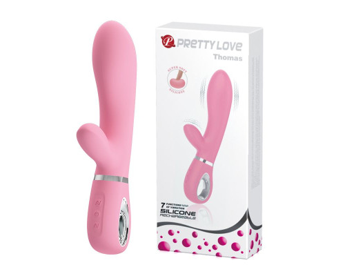 Нежно-розовый вибратор-кролик Thomas с мягкой головкой - 20,5 см.