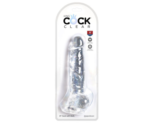 Прозрачный фаллоимитатор 8  Cock with Balls - 22,2 см.