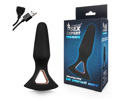 Черная перезаряжаемая анальная втулка - 13,7 см.