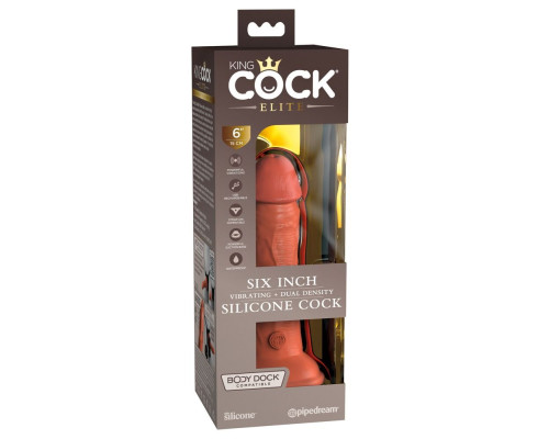 Фаллоимитатор цвета карамели 6  Vibrating Silicone Dual Density Cock - 17,8 см.