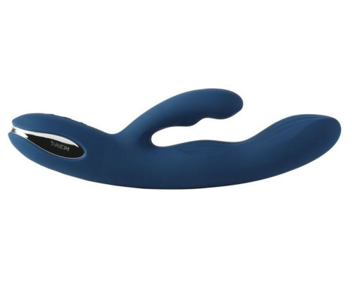 Синий вибратор-кролик Aylin с пульсирующей головкой - 21,5 см.