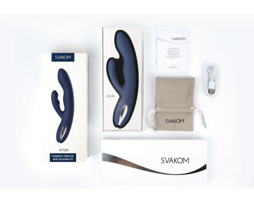 Синий вибратор-кролик Aylin с пульсирующей головкой - 21,5 см.