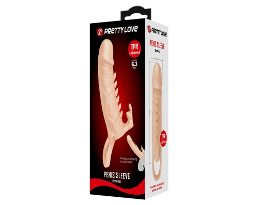 Телесная удлиняющая насадка Penis Sleeve Emmitt - 17 см.