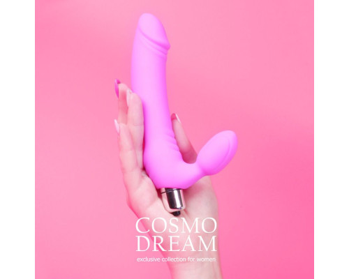 Розовый силиконовый вибромассажер-реалистик - 14,5 см.