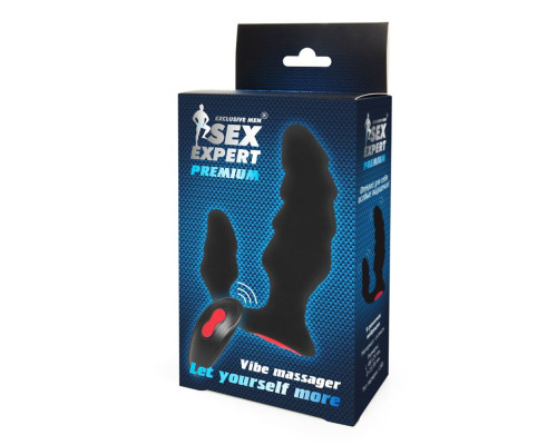 Черный анальный вибростимулятор с пультом ДУ