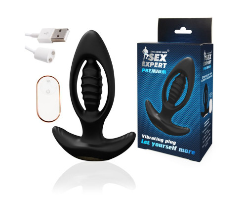 Оригинальный анальный вибромассажер с пультом ДУ - 12,6 см.